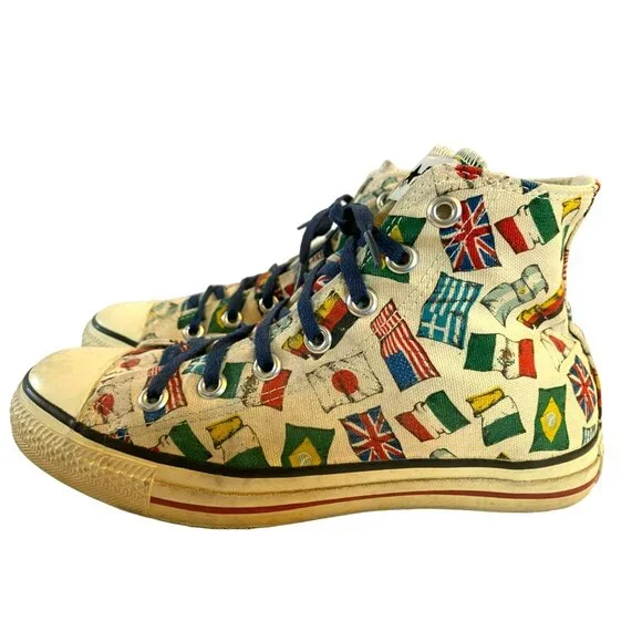 Vintage Converse Chuck Taylor RARE Flags "All Nations" Unisex Womens 8 Mens 6 - Picture 6 of 10